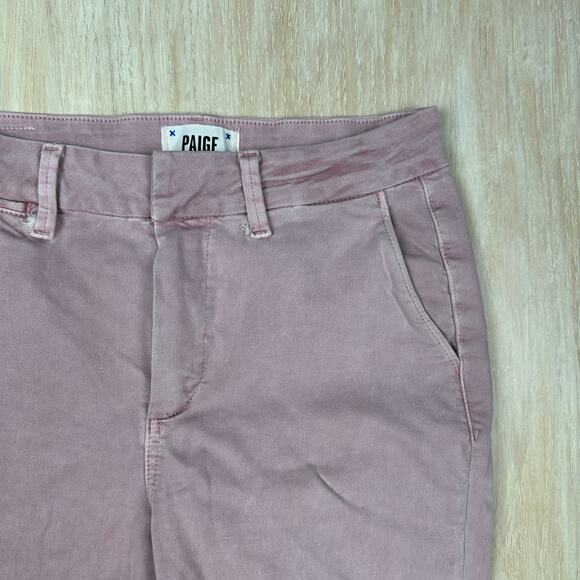 Paige Romy Flat Front Weekend Chino Rose Pink Cropped Trouser Dress Pants 28 - Picture 3 of 15